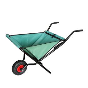 Collapsible Wheelbarrow 176 lbs Folding Yard Garden Wheelbarrow Foldable Lightweight Gardening Heavy Duty Oxford Cloth Green Lawn Cart for Grass, Leaf