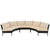 U_STYLE Patio Furniture Set, 3 Piece Curved Outdoor Conversation Set, All Weather Sectional Sofa with Cushions