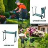 2-in-1 Garden Kneeler and Seat, Folding Garden Seat w/EVA Foam Kneeling Pad & Removable Tools Pouch, Sturdy Steel Frame, No Assembly