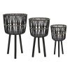 S/3 BAMBOO PLANTERS 11/13/15", BLACK