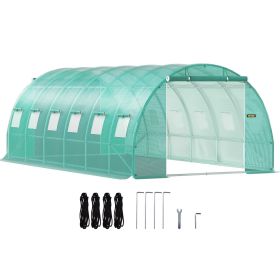 VEVOR Walk-in Tunnel Greenhouse, 20 x 10 x 7 ft Portable Plant Hot House w/ Galvanized Steel Hoops, 3 Top Beams, Diagonal Poles (Default: Default)