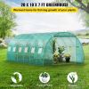 VEVOR Walk-in Tunnel Greenhouse, 20 x 10 x 7 ft Portable Plant Hot House w/ Galvanized Steel Hoops, 3 Top Beams, Diagonal Poles